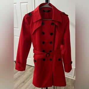 Nanjun Collection Women’s Red Belted Raincoat Trenchcoat size 12